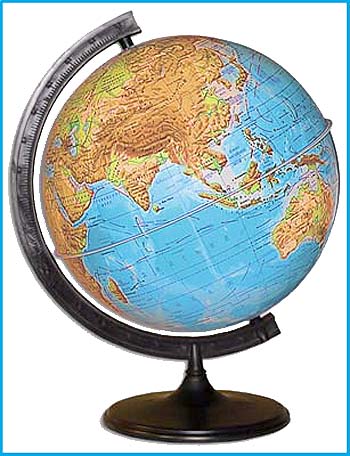 Глобус Физическая карта мира Канцелярские товары Динамик; Россия 2004 г ; Артикул: ГО3012; Упаковка: Коробка картонная инфо 7413g.